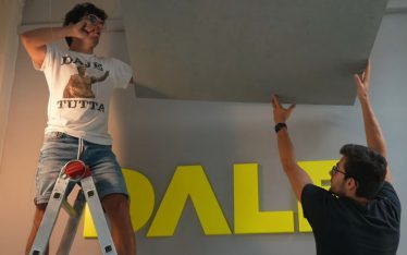 Youtuber Jakidale installing Garvan acoustic correction panels