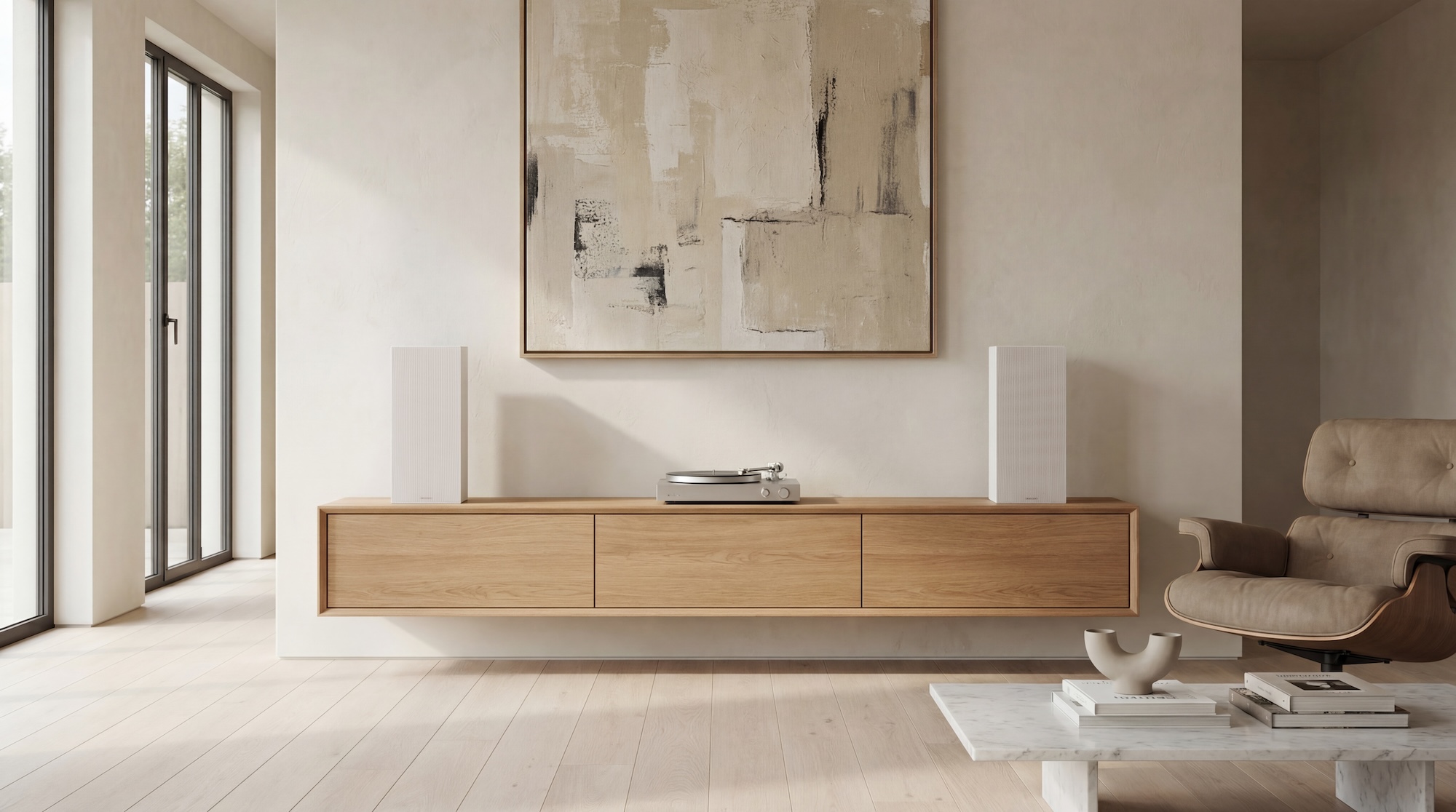 KB313 LCR bookshelf speakers in a residential environment