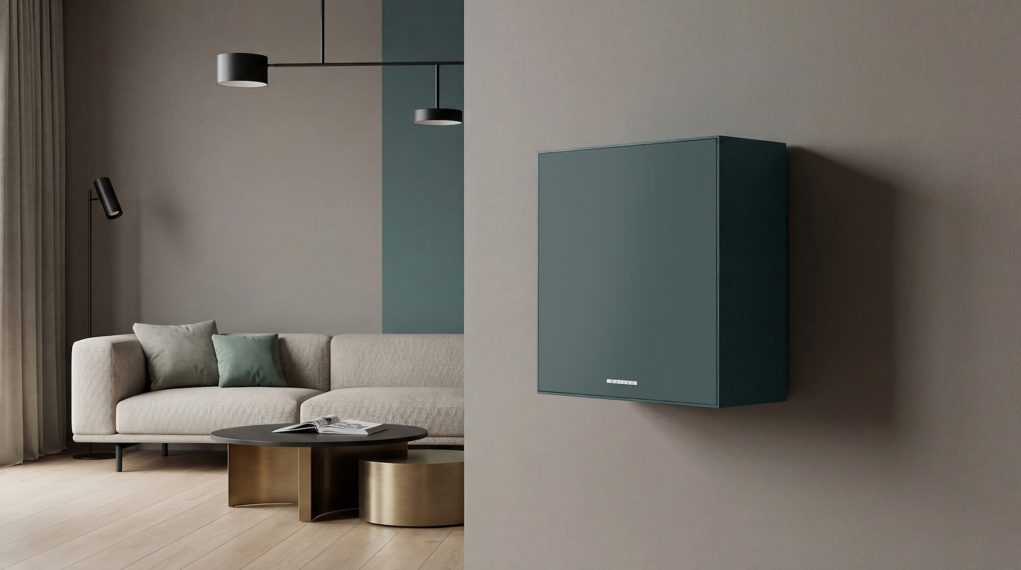 Enceintes murales plates Garvan KW112 installées dans un environnement intérieur