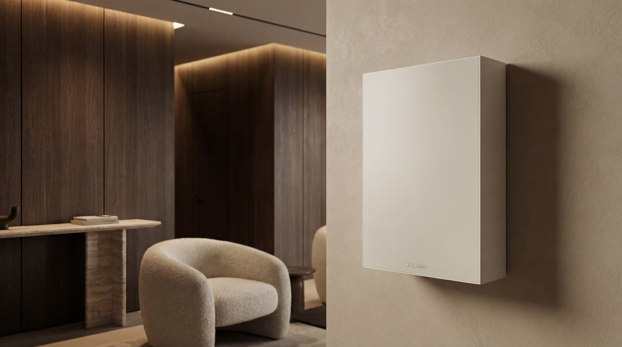 Diffusori acustici da parete Garvan KW213 integrati in un progetto indoor