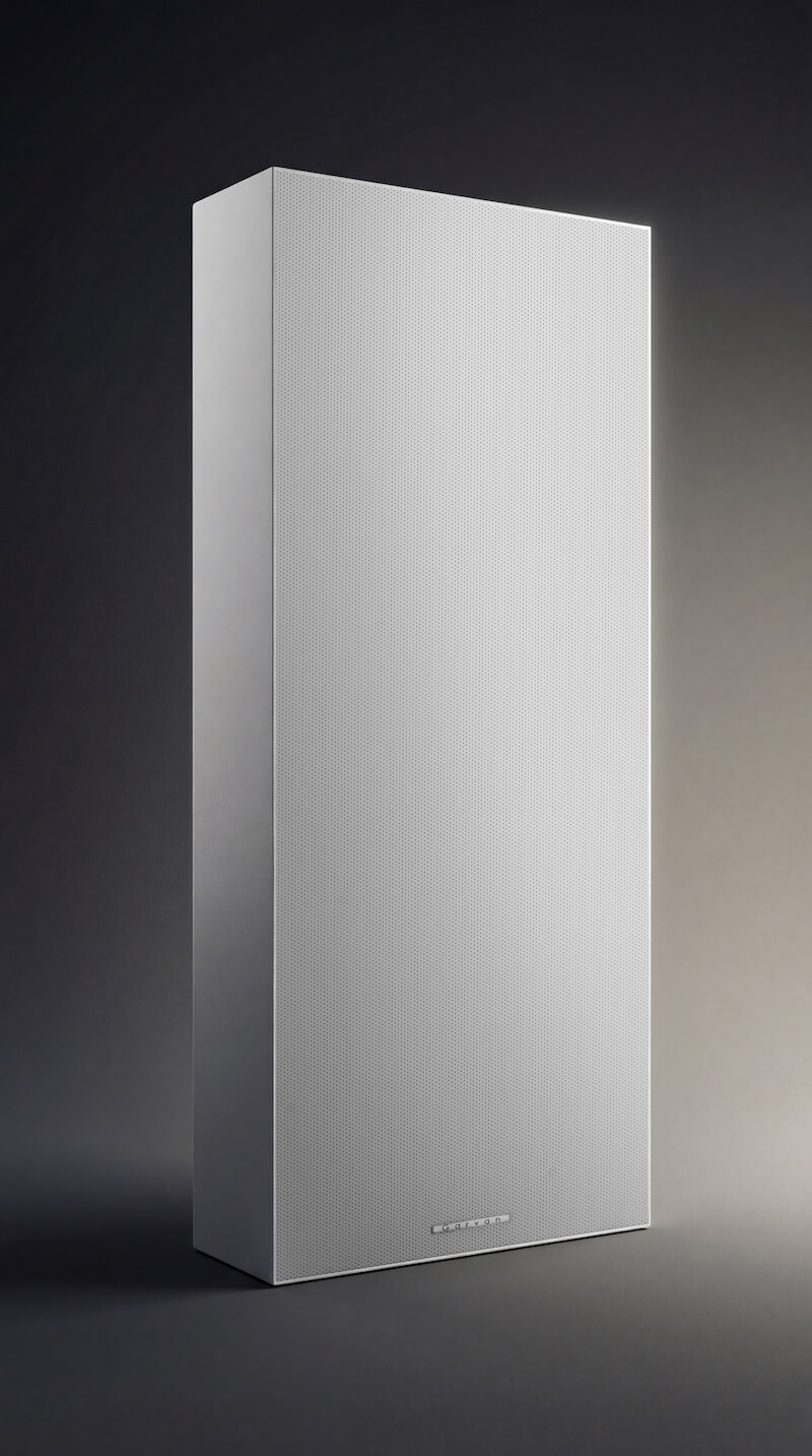 Garvan KW313 slim LCR wall-mounted speakers with minimal design and customisable cabinet