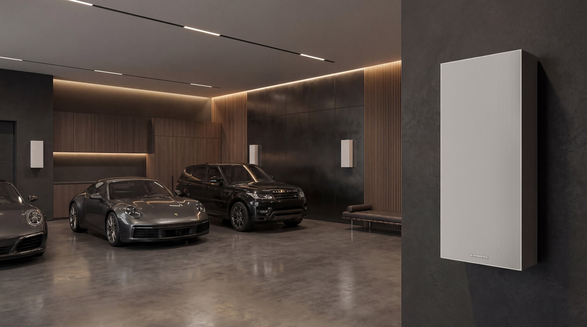 Garvan KW316 slim on-wall speakers installed in an indoor environment