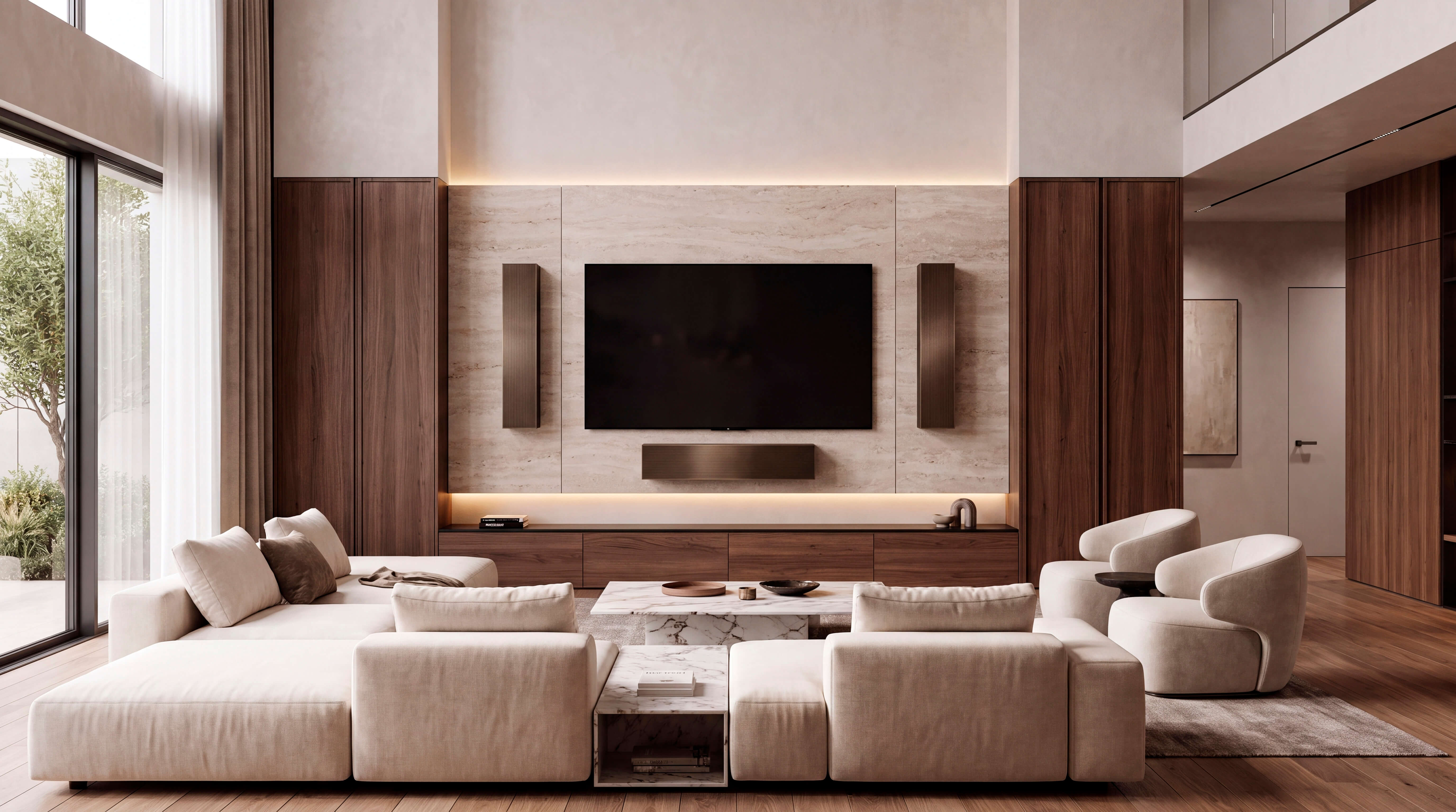 Casse acustiche da parete LCR Garvan KW513 installate in sala