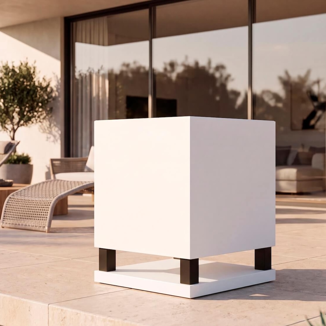 Subwoofer outdoor WA138 in Corian bianco con woofer da 15 pollici